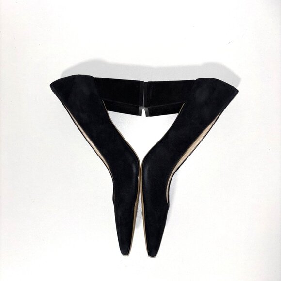 MARC FISHER LTD Pointed Toe Block Heels Pumps Black Suede Women's Size 8 Preppy - Picture 10 of 12